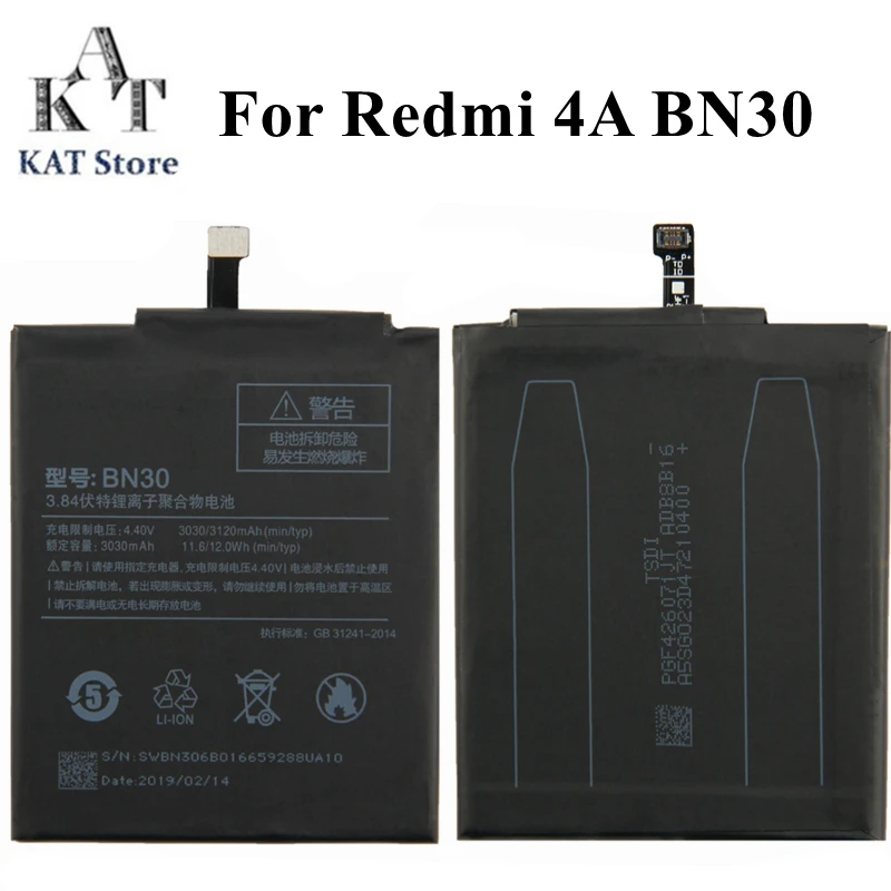 KAT Mobile Phone Batteries For Redmi 4A 3030mAh Li-ion Battery BN30 Replacement Spare Parts
KAT Mobile Phone Batteries For Redmi 4A 3030mAh Li-ion Battery BN30 Replacement Spare Parts