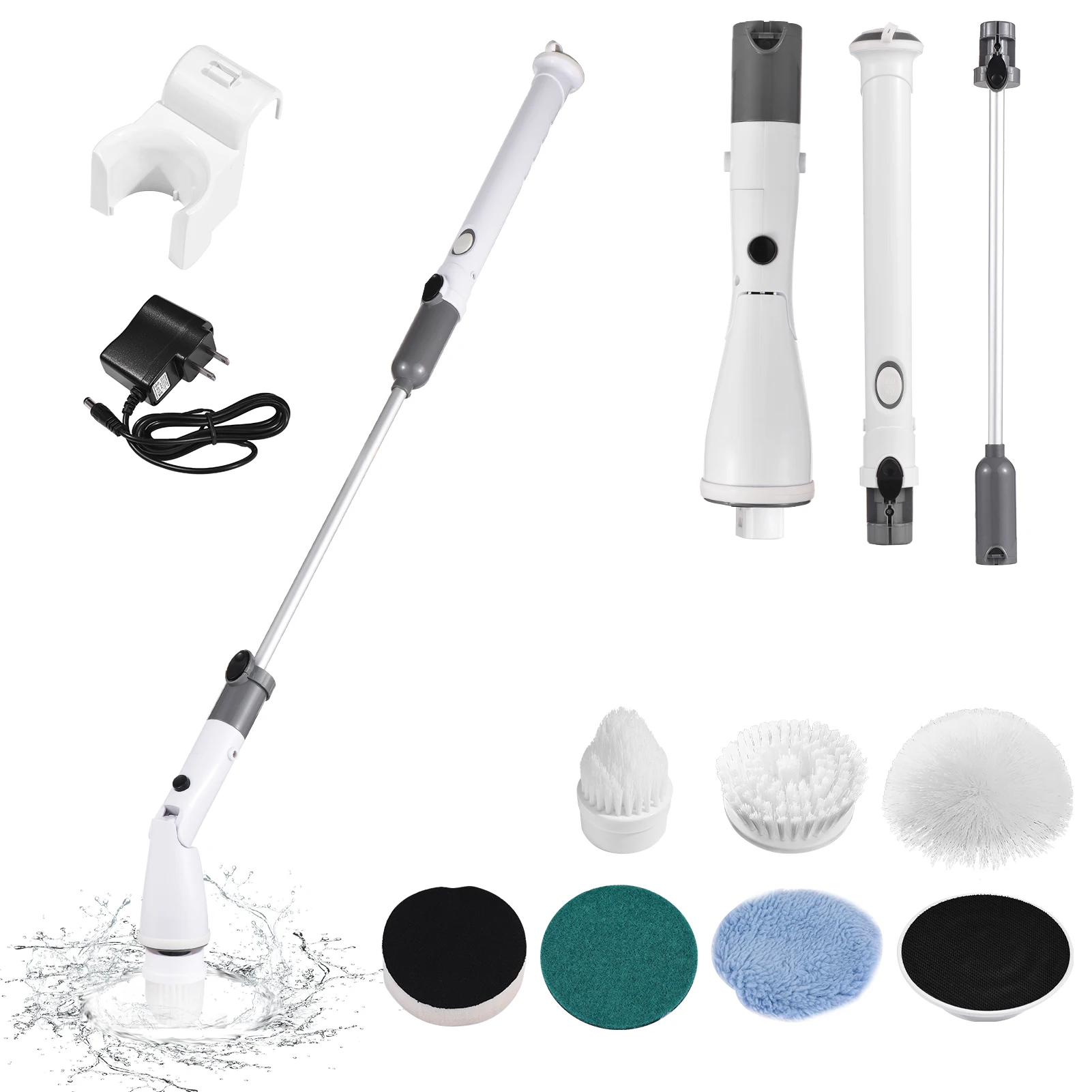 

7 IN 1 Electric Spin Scrubber Cordless Handheld Cleaning Brush with Adjustable Extension Handle 6 Brush Heads 1200mAH Battery