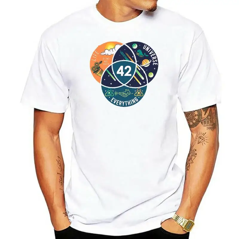 

Футболка мужская хлопковая унисекс, забавная летняя рубашка с надписью «ответ к жизни», универсальная уличная одежда в стиле Харадзюку, 42 д...