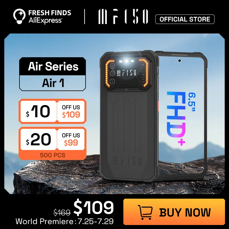 Прочный телефон IIIF150 Air1 с экраном 6 5 дюйма FHD + IP68/IP69K 64 ГБ водонепроницаемый