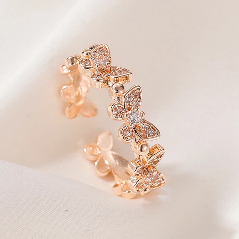 Chic Zircon Crystal Heart Butterfly Ring for Women Girl Open Adjustable Rings Romantic Wedding Party Jewelry Bague Femme 
Chic Zircon Crystal Heart Butterfly Ring for Women Girl Open Adjustable Rings Romantic Wedding Party Jewelry Bague Femme