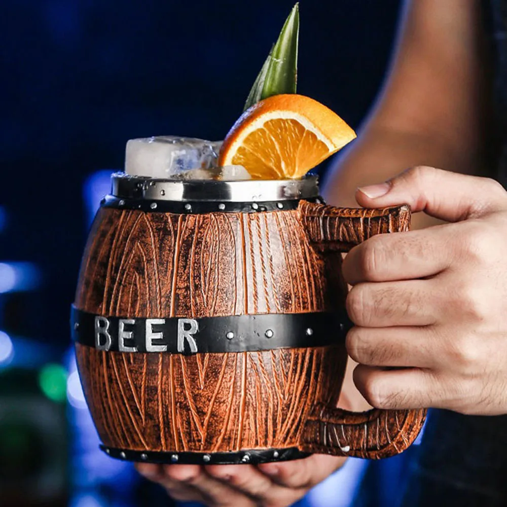 Oak Barrel Style Beer Mug Simulation Wooden Barrel Beer Cup Double Wall Drinking Mug Metal Insulated Beer Container
Oak Barrel Style Beer Mug Simulation Wooden Barrel Beer Cup Double Wall Drinking Mug Metal Insulated Beer Container