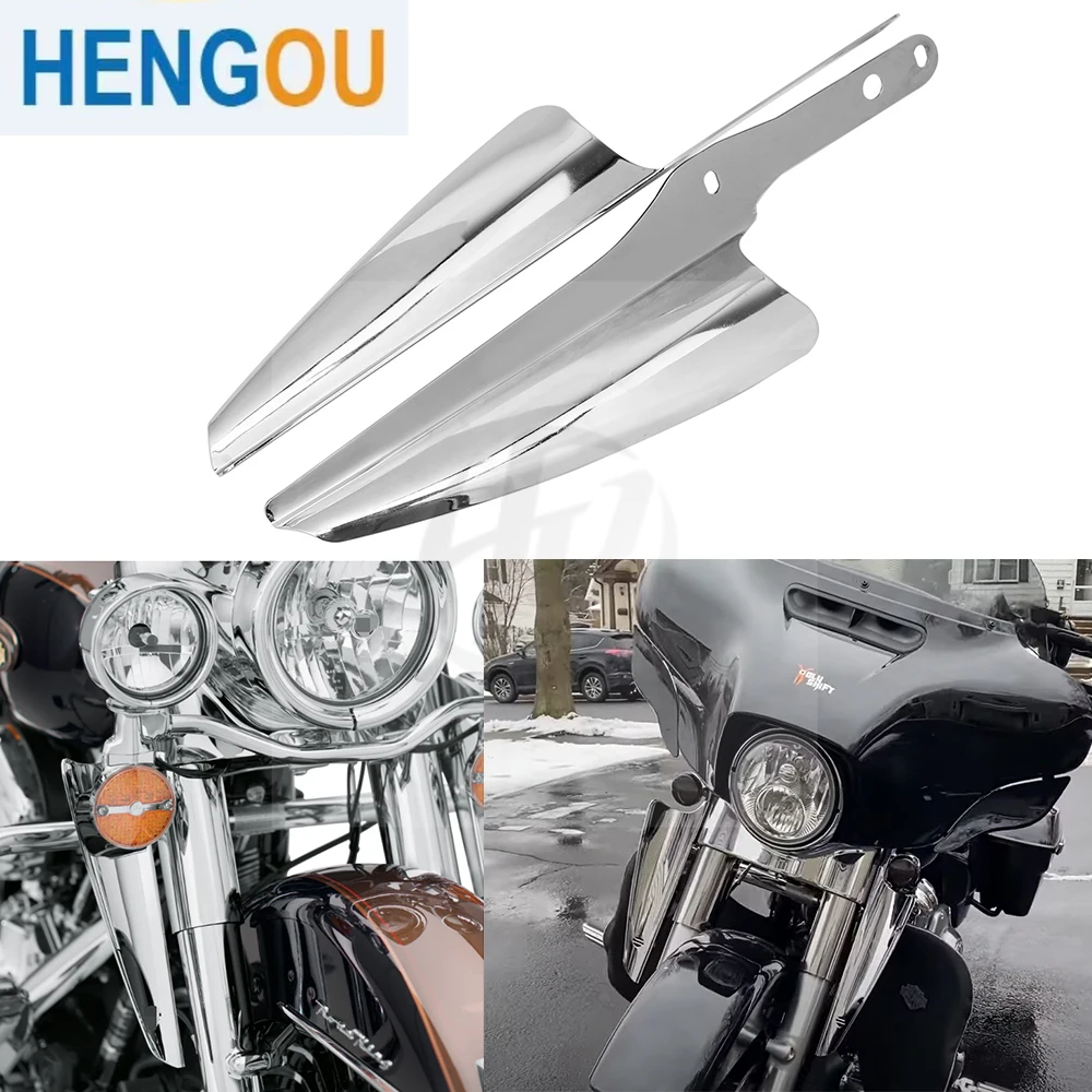 Motorcycle Chrome Front Fork Mount Wind Deflectors Windscreen Fairing For Harley Touring Road King Street Glide CVO 1995-2021 19
Motorcycle Chrome Front Fork Mount Wind Deflectors Windscreen Fairing For Harley Touring Road King Street Glide CVO 1995-2021 19