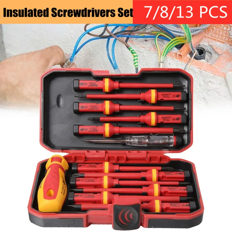 7/8/13pcs Screwdriver Set Changeable Insulated Screwdrivers with Magnetic Slotted Bits Electrician Repair Hand Tools Kit
7/8/13pcs Screwdriver Set Changeable Insulated Screwdrivers with Magnetic Slotted Bits Electrician Repair Hand Tools Kit