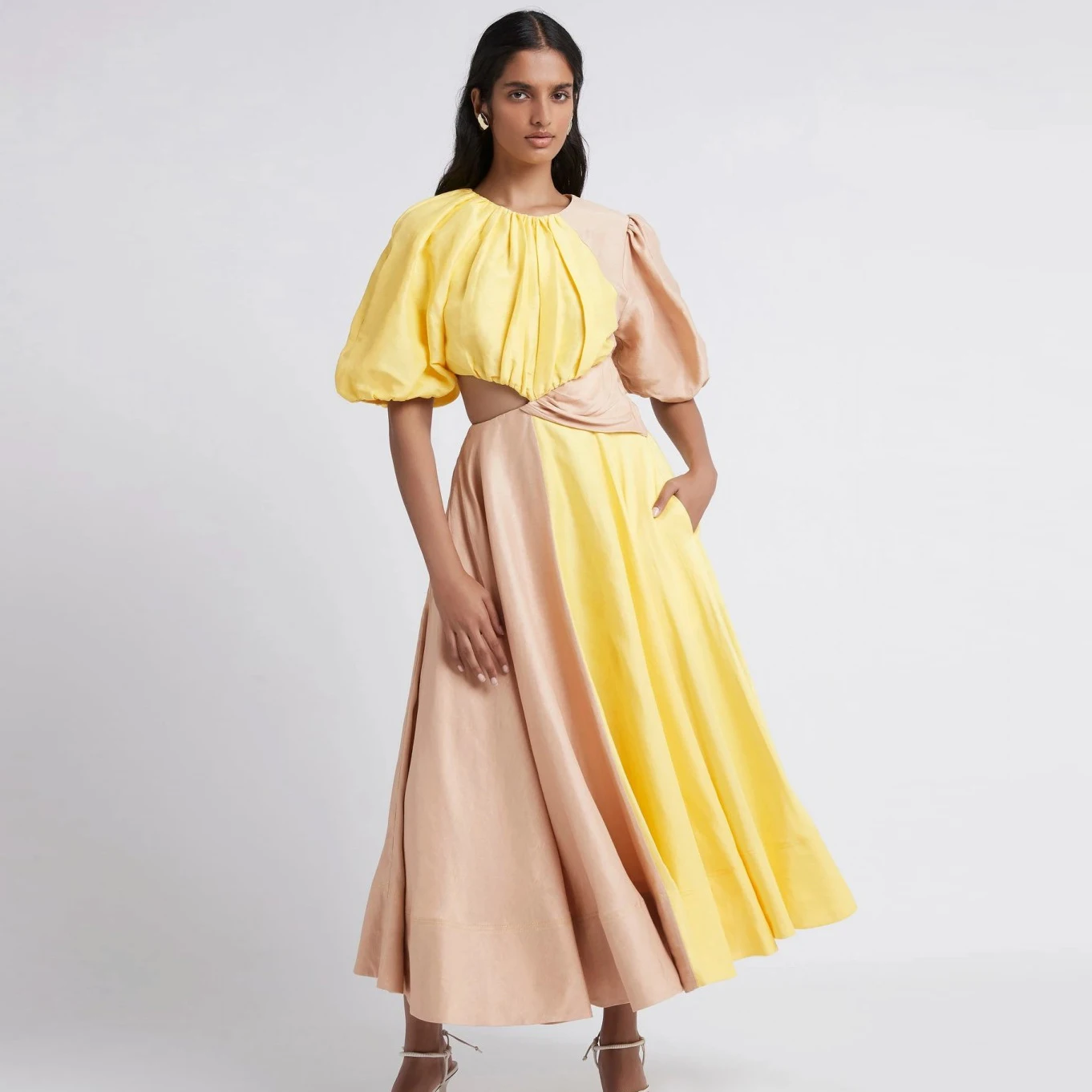 O-neck Satin Dress Contrast Long Dress Short Sleeve Women's Dress A-line Soft Taffeta Female Clothing Zipper Casual Dresses
O-neck Satin Dress Contrast Long Dress Short Sleeve Women's Dress A-line Soft Taffeta Female Clothing Zipper Casual Dresses