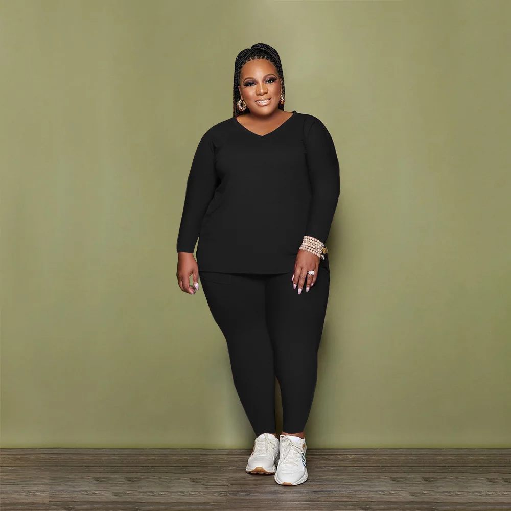 Perl Solid Color Matching Set Round Neck Two Pieces Outfit Plus Size Clothes for Women Full Sleeve Outfit Casual Tracksuit 5XL
Perl Solid Color Matching Set Round Neck Two Pieces Outfit Plus Size Clothes for Women Full Sleeve Outfit Casual Tracksuit 5XL