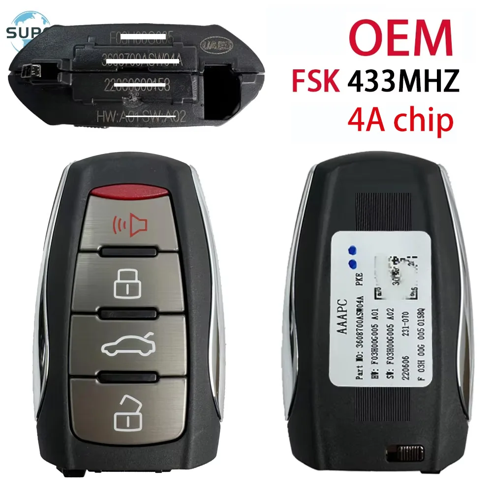 Чип FSK 4A, оригинальный смарт-ключ для автомобиля GreatWall NEW Haval Jolion, 433 МГц, NCF29AxM, 3+1 кнопки
Чип FSK 4A, оригинальный смарт-ключ для автомобиля GreatWall NEW Haval Jolion, 433 МГц, NCF29AxM, 3+1 кнопки