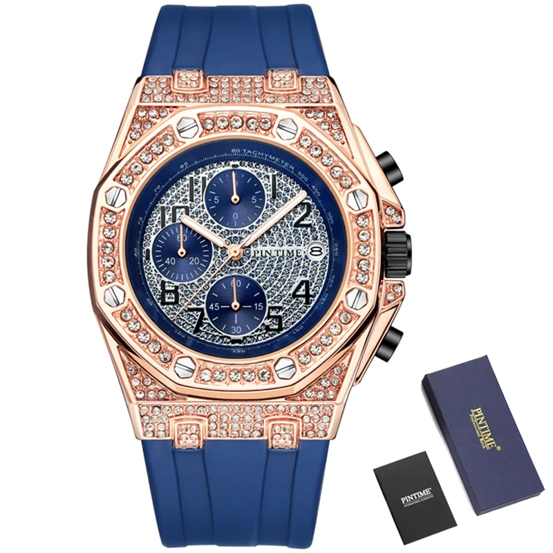 PINTIME Men Quartz Clock Multifunctional AP Waterproof Sports Military Hip Hop Wristwatch Original Luxury Diamond Silicone Watch
PINTIME Men Quartz Clock Multifunctional AP Waterproof Sports Military Hip Hop Wristwatch Original Luxury Diamond Silicone Watch