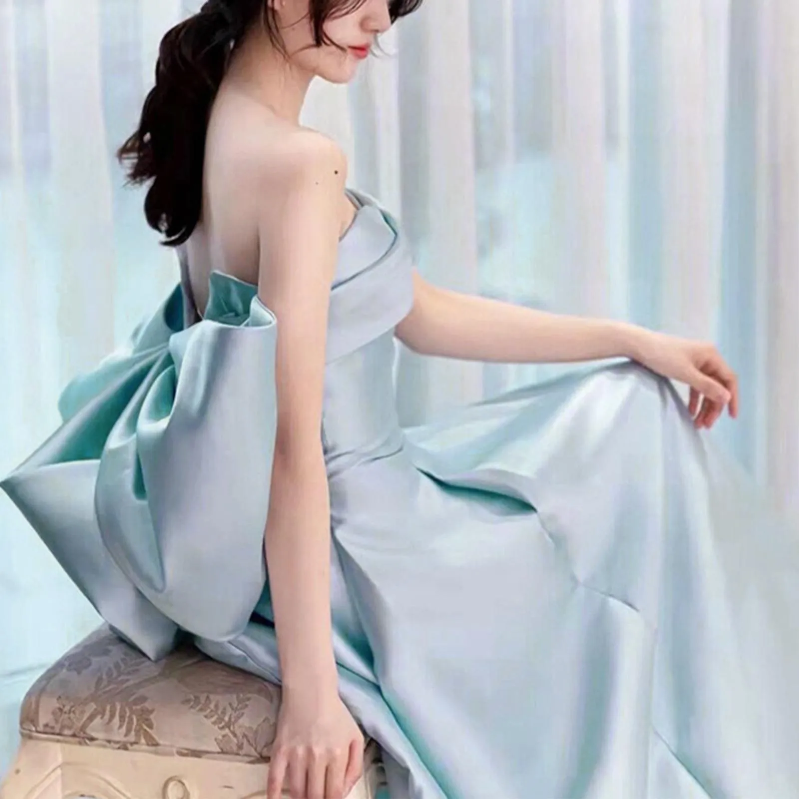 Princess Sky Blue Bridesmaid Dresses Strapless Satin Off Shoulder Boat Neck A-line Slim Customized Evening Party Gowns
Princess Sky Blue Bridesmaid Dresses Strapless Satin Off Shoulder Boat Neck A-line Slim Customized Evening Party Gowns