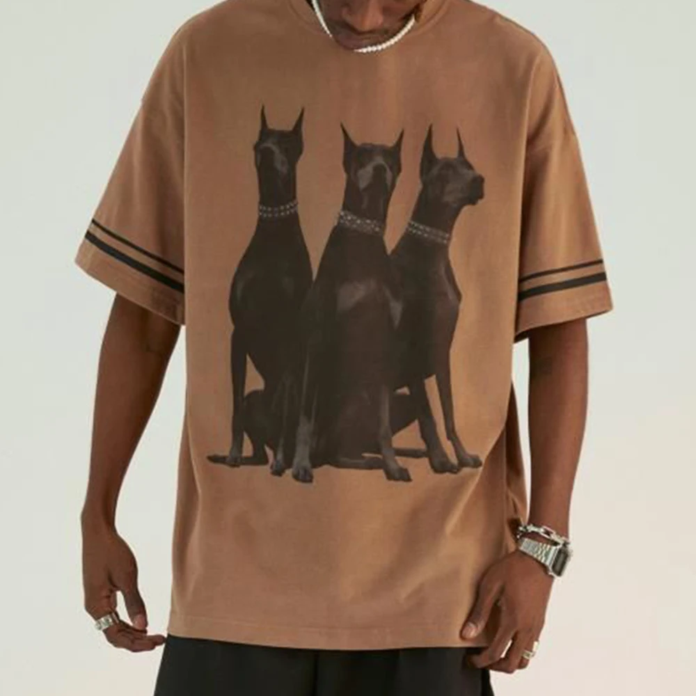 American Retro Cotton Casual Loose Short-sleeved T-shirt Summer Men's Three-color Doberman Pinscher Print Round Neck Hip-hop Top
American Retro Cotton Casual Loose Short-sleeved T-shirt Summer Men's Three-color Doberman Pinscher Print Round Neck Hip-hop Top