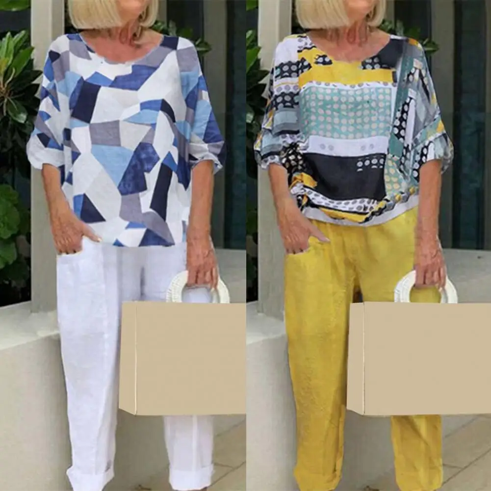 2 Pcs/Set Chic Deep Crotch Pullover Irregular Pattern Summer Pants Set Daily Clothes Blouse Trousers Set Blouse Trousers Set
2 Pcs/Set Chic Deep Crotch Pullover Irregular Pattern Summer Pants Set Daily Clothes Blouse Trousers Set Blouse Trousers Set