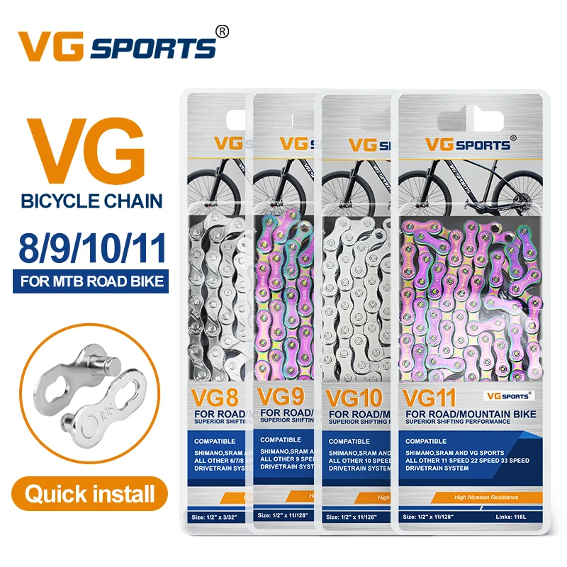 

VG Sports MTB Bicycle Chain 8 9 10 11 Speed Velocidade 8s 9s 10s 11s Mountain Road Bike Chains Part 116 Links