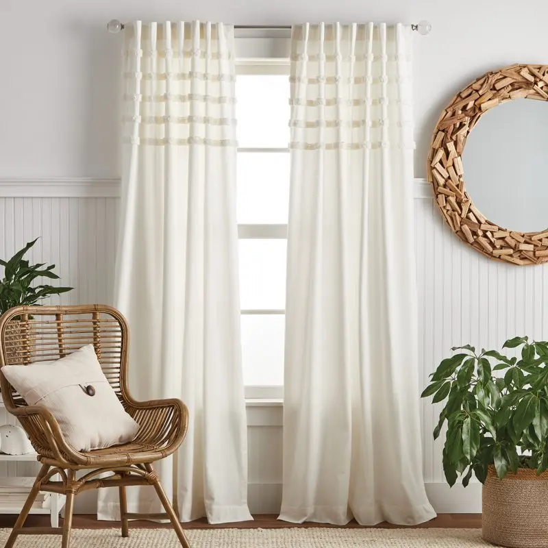 Edge Tufted Indoor Polyester Light Filtering Backtab Curtain Panel Pair , White , 50"x84" , Set of 2
Edge Tufted Indoor Polyester Light Filtering Backtab Curtain Panel Pair , White , 50"x84" , Set of 2