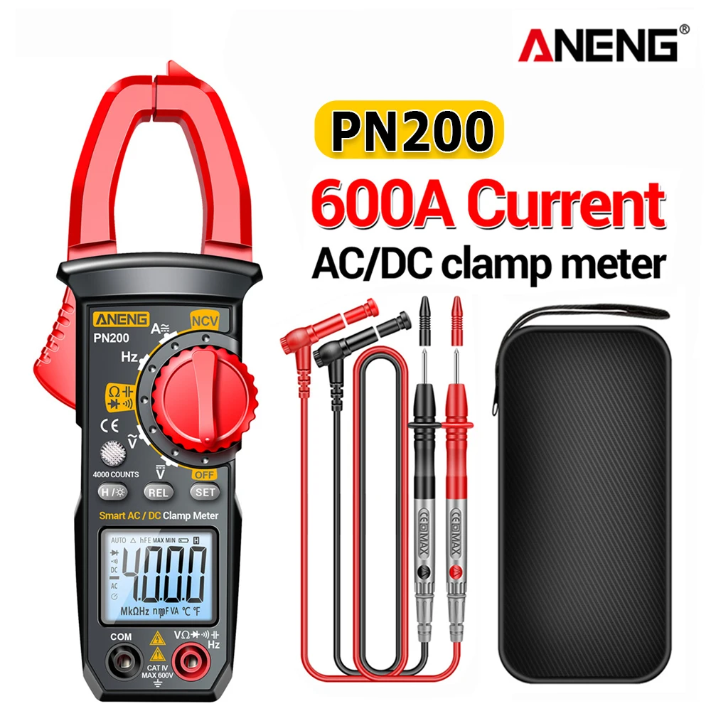 PN200 Digital Clamp Meter DC/AC 600A Current 4000 Counts Multimeter Ammeter Voltage Tester Car Hz Capacitance NCV Ohm Test
PN200 Digital Clamp Meter DC/AC 600A Current 4000 Counts Multimeter Ammeter Voltage Tester Car Hz Capacitance NCV Ohm Test