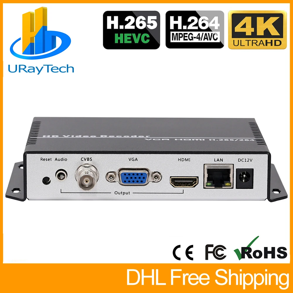 

Декодер UHD 4K H.265 H.264 HDMI VGA CVBS, декодер HD SD для потоковой передачи видео IP, SRT HTTPS RTSP RTMP UDP HLS к HDMI VGA CVBS, приемник