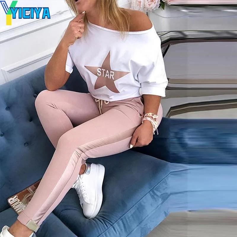 YICIYA Women's White Pentagram Print Short Sleeve Casual Suit Fashionable Tight Pants Sportswear Two-piece Set Women Autumn 2022
YICIYA Women's White Pentagram Print Short Sleeve Casual Suit Fashionable Tight Pants Sportswear Two-piece Set Women Autumn 2022