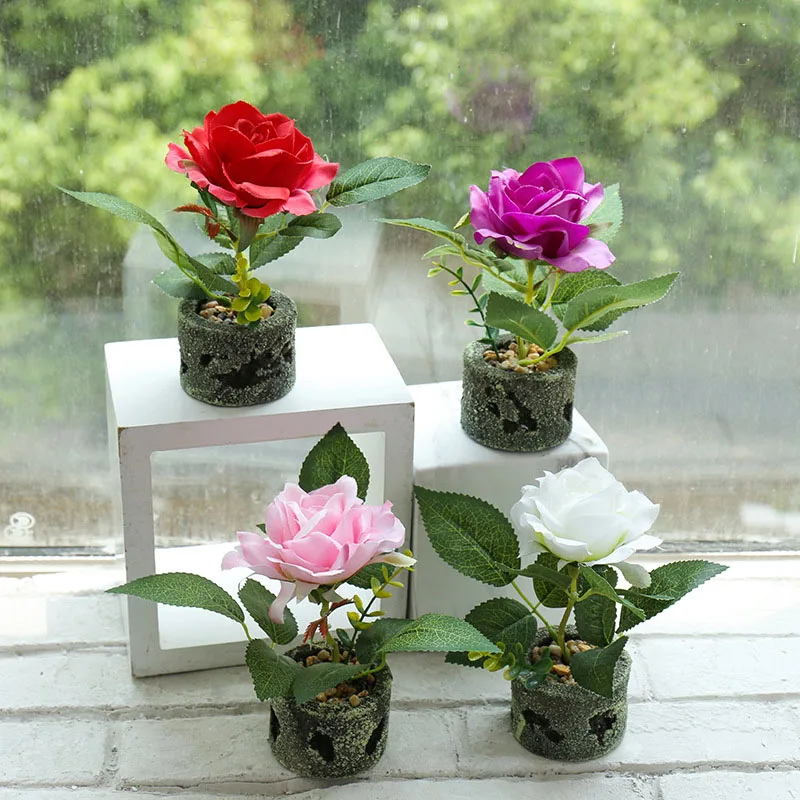 New Single-headed Rose Small Bonsai Simulation Flower Creative Decoration Factory Direct Supply Fake Flower Simulation Plant
New Single-headed Rose Small Bonsai Simulation Flower Creative Decoration Factory Direct Supply Fake Flower Simulation Plant