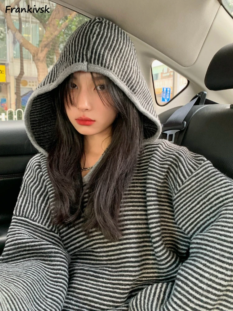 Striped Sweaters Women Spring Korean Style Loose Soft Breathable Simple Leisure Trendy All-match High Street Daily Chic Hooded
Striped Sweaters Women Spring Korean Style Loose Soft Breathable Simple Leisure Trendy All-match High Street Daily Chic Hooded