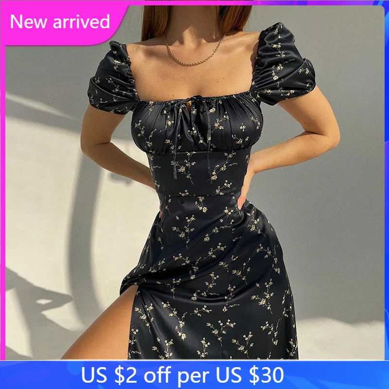 2022 Summer Skirt Printed Square Neck Knotted Slit Sweet Dress Women Satin Midi Derss
2022 Summer Skirt Printed Square Neck Knotted Slit Sweet Dress Women Satin Midi Derss