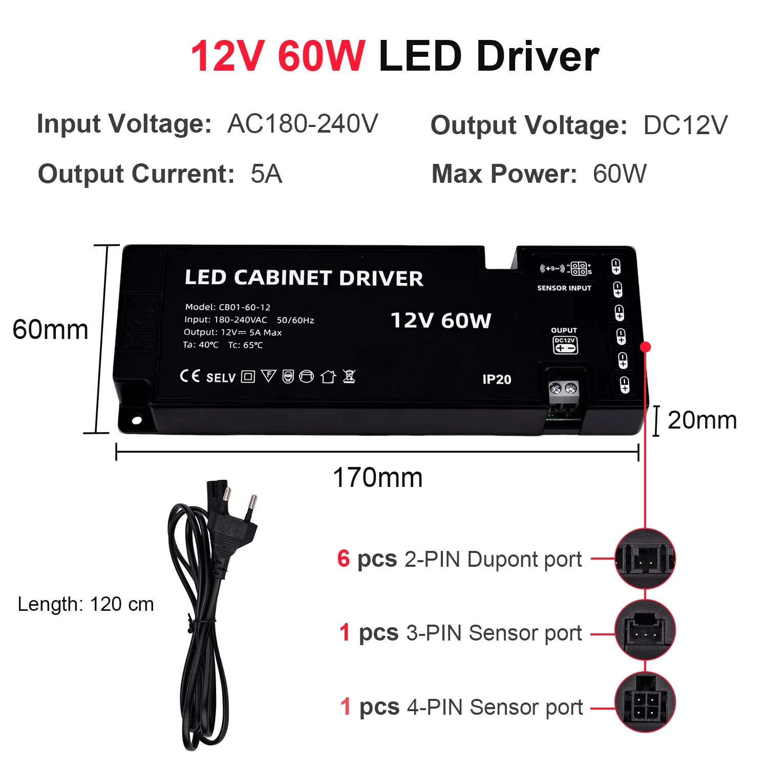 Драйвер освещения для шкафа 12В 36/60/100/150Вт
Драйвер освещения для шкафа 12В 36/60/100/150Вт