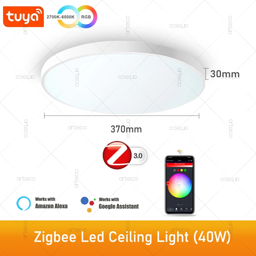 Умный потолочный светильник Arteco RGB CW+WW 
Умный потолочный светильник Arteco RGB CW+WW