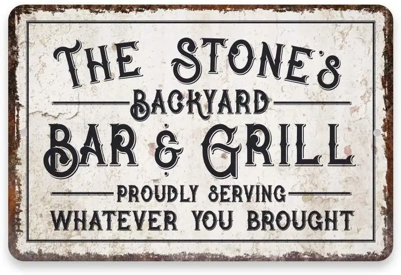 Personalized Vintage Distressed Look Bar & Grill Metal Sign 8 X 12 - Welcome Sign - Aluminum Sign - Custom Sign - Metal Wall Art
Personalized Vintage Distressed Look Bar & Grill Metal Sign 8 X 12 - Welcome Sign - Aluminum Sign - Custom Sign - Metal Wall Art