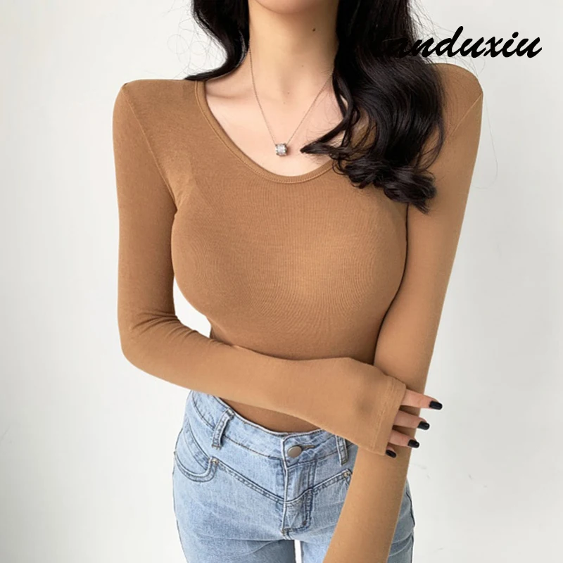 Autumn Long Sleeve Top T Shirts For Women Slim O Neck Elastic Cotton Korean Fashion Clothes Soild Skinny landuxiu
Autumn Long Sleeve Top T Shirts For Women Slim O Neck Elastic Cotton Korean Fashion Clothes Soild Skinny landuxiu