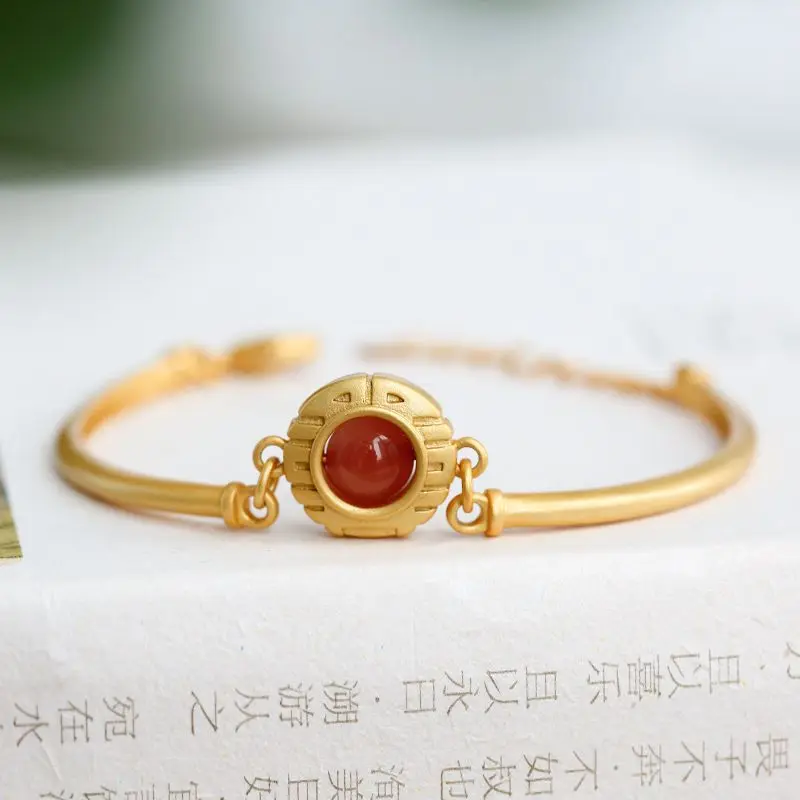 Natural Ball Ring Bracelet Fashion Female Ring Double Happiness Set round Wedding Gold Bracelet Ornament 
Natural Ball Ring Bracelet Fashion Female Ring Double Happiness Set round Wedding Gold Bracelet Ornament