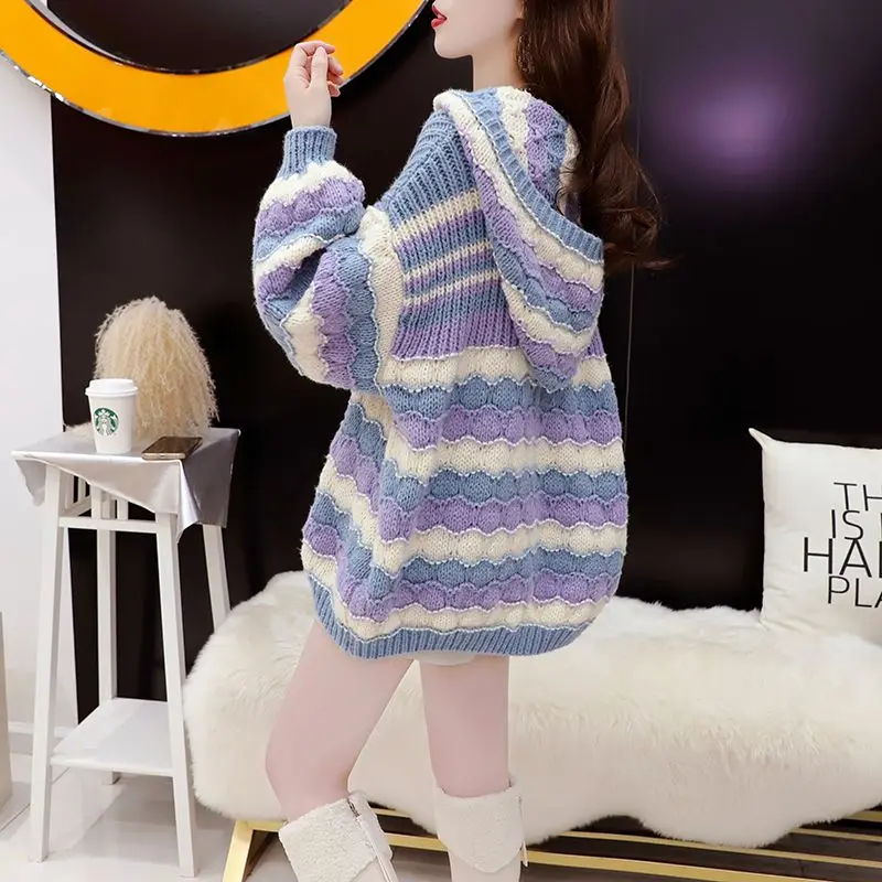 Korean Pullover Hooded Sweater Women 2023New Autumn and Winter Popular Loose Design Long Sleeve Knitted Sweater Female Tops
Korean Pullover Hooded Sweater Women 2023New Autumn and Winter Popular Loose Design Long Sleeve Knitted Sweater Female Tops