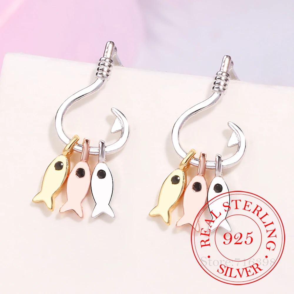 100% Real 925 Sterling Silver 3 Colors Fish Hook Dangle Earrings for Women Unique Design Fishing pendientes plata 925 Fine
100% Real 925 Sterling Silver 3 Colors Fish Hook Dangle Earrings for Women Unique Design Fishing pendientes plata 925 Fine