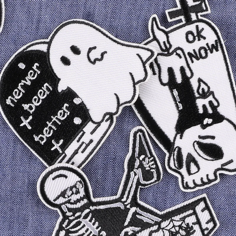Skull Ghost Head Embroidery Cloth Iron on Patches, Embroidery Label, Badge Patch, Paste Clothing Accessories, Punk Fabric Sticke
Skull Ghost Head Embroidery Cloth Iron on Patches, Embroidery Label, Badge Patch, Paste Clothing Accessories, Punk Fabric Sticke