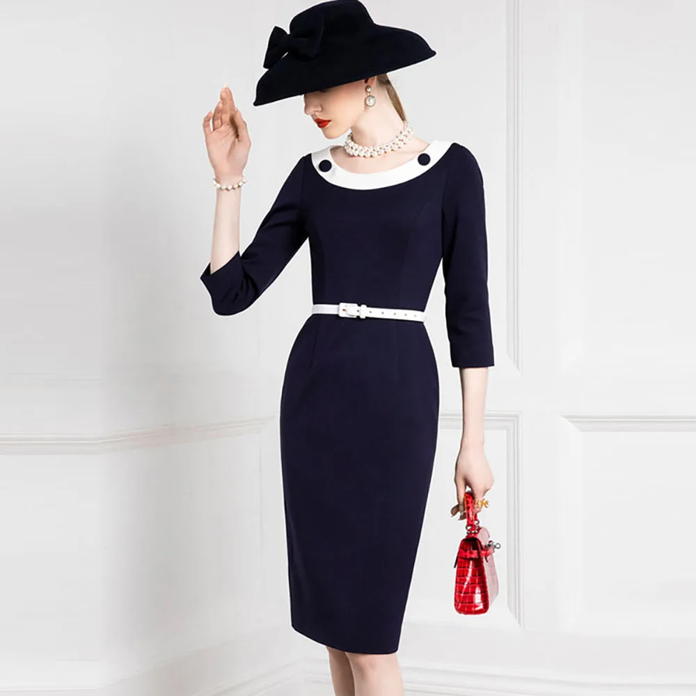 High End French Retro Dress Women's Autumn Winter Early Spring New Style Temperament Celebrity Contrast Round Neck
High End French Retro Dress Women's Autumn Winter Early Spring New Style Temperament Celebrity Contrast Round Neck