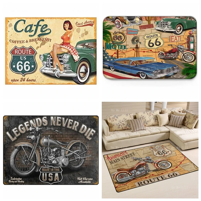 Retro Style Motor Route 66 Poster Antique Car Accent Old Classic Theme American Cafe Diner Sign Flannel Floor Rugs Home Decor
Retro Style Motor Route 66 Poster Antique Car Accent Old Classic Theme American Cafe Diner Sign Flannel Floor Rugs Home Decor