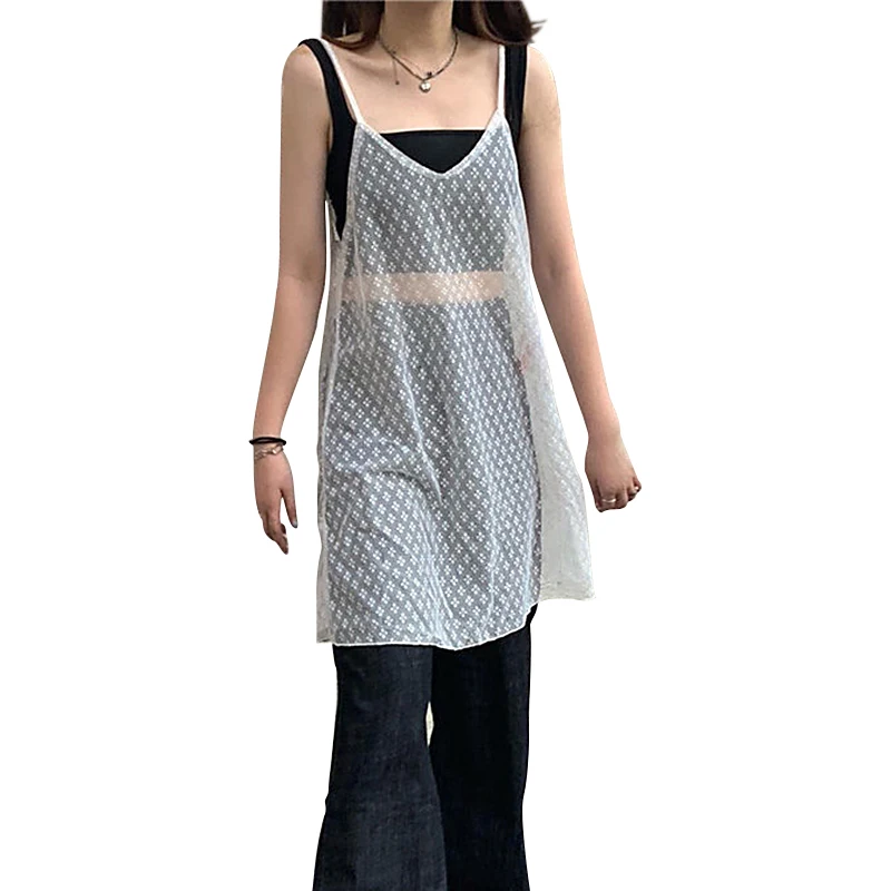 Women's Cover-Up Sling Dress Summer 2022 Solid Color Floral Pattern V-neck Sleeveless See-through Matching Dress Beach Sundress
Women's Cover-Up Sling Dress Summer 2022 Solid Color Floral Pattern V-neck Sleeveless See-through Matching Dress Beach Sundress