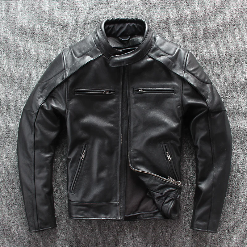 Luxo 100% royal leather jacket of men spring fine fitting cap detachable motorcycle short jacket outwear plus size
Luxo 100% royal leather jacket of men spring fine fitting cap detachable motorcycle short jacket outwear plus size