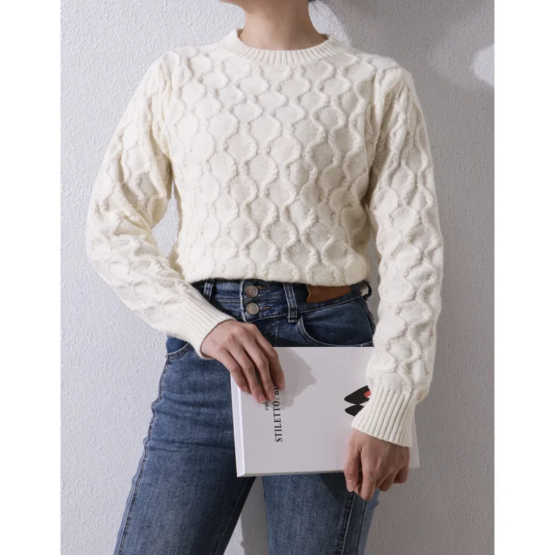 Women Crew Neck Diamond Pattern Long Sleeve Basic Sweater 2023 Autumn Winter New In Knit Pullover 
Women Crew Neck Diamond Pattern Long Sleeve Basic Sweater 2023 Autumn Winter New In Knit Pullover