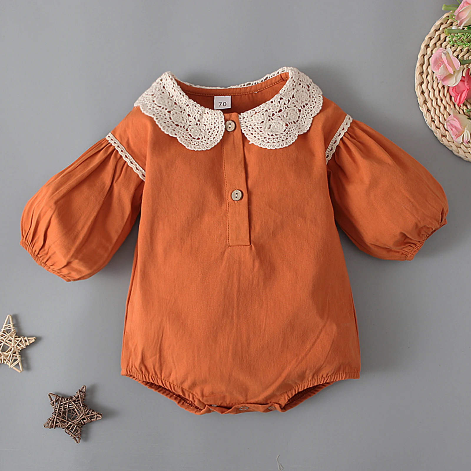 Baby Romper Contrast Color Doll Collar Long Sleeves Bodysuit with Buttons for Girls 0-24 Months
Baby Romper Contrast Color Doll Collar Long Sleeves Bodysuit with Buttons for Girls 0-24 Months