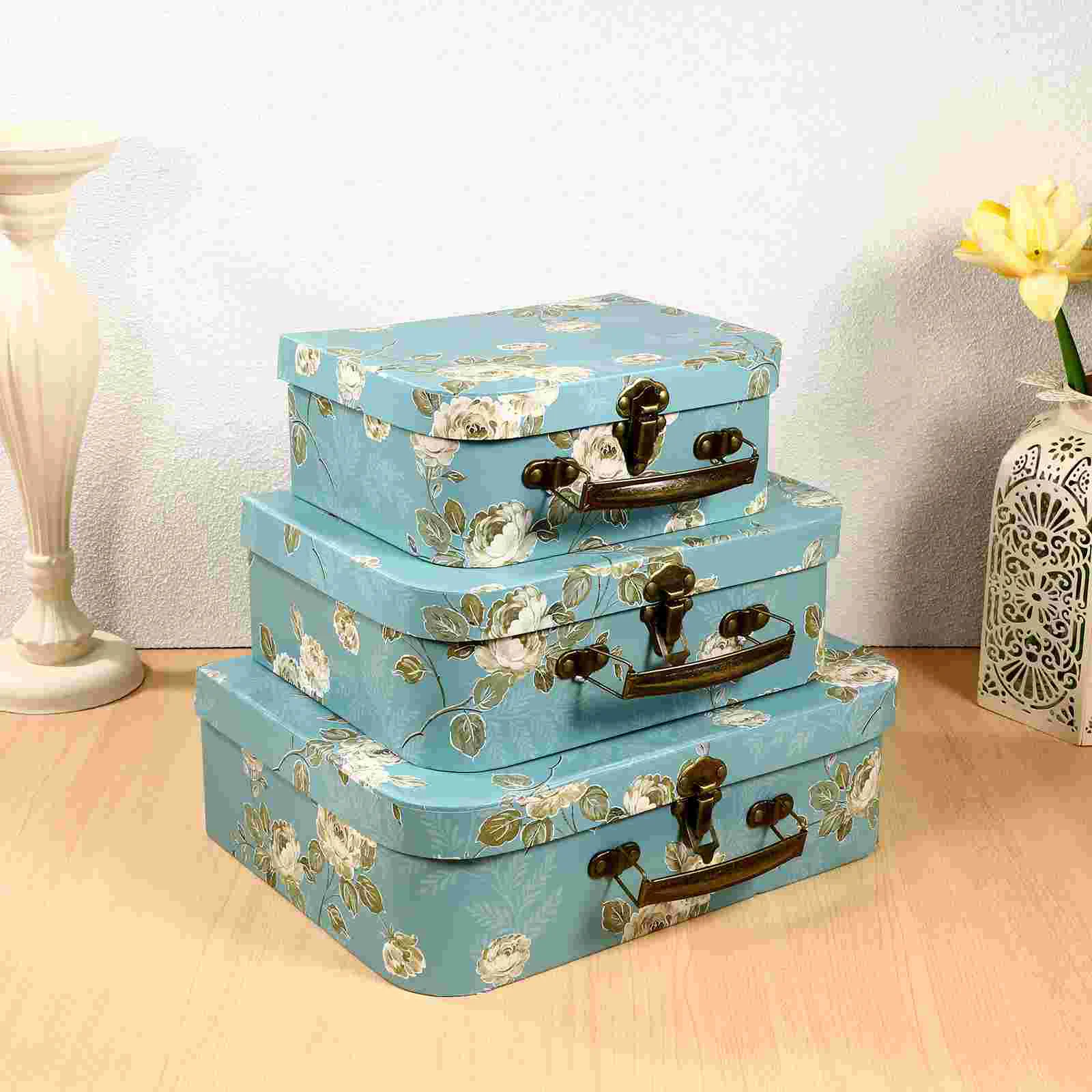 Paperboard Suitcases with Metal Handles Floral Print Decorative Cardboard Storage Boxes Gift Boxes Crafts Boxes 
Paperboard Suitcases with Metal Handles Floral Print Decorative Cardboard Storage Boxes Gift Boxes Crafts Boxes