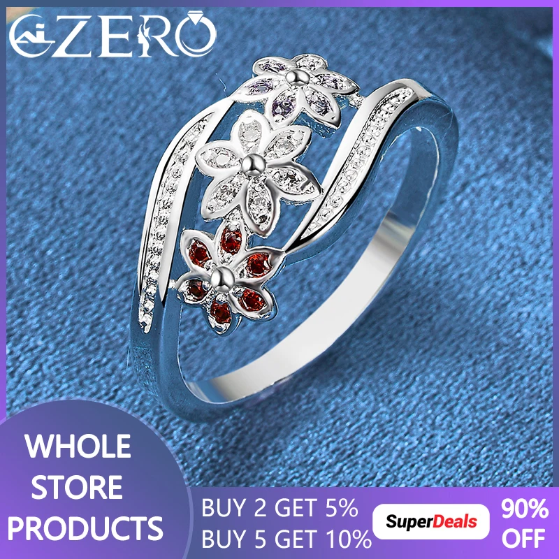 925 Sterling Silver Ring For Women Colorful Crystal Zircon Flower Rings Adjustable Fashion Wedding Party Gift Charm Jewelry
925 Sterling Silver Ring For Women Colorful Crystal Zircon Flower Rings Adjustable Fashion Wedding Party Gift Charm Jewelry