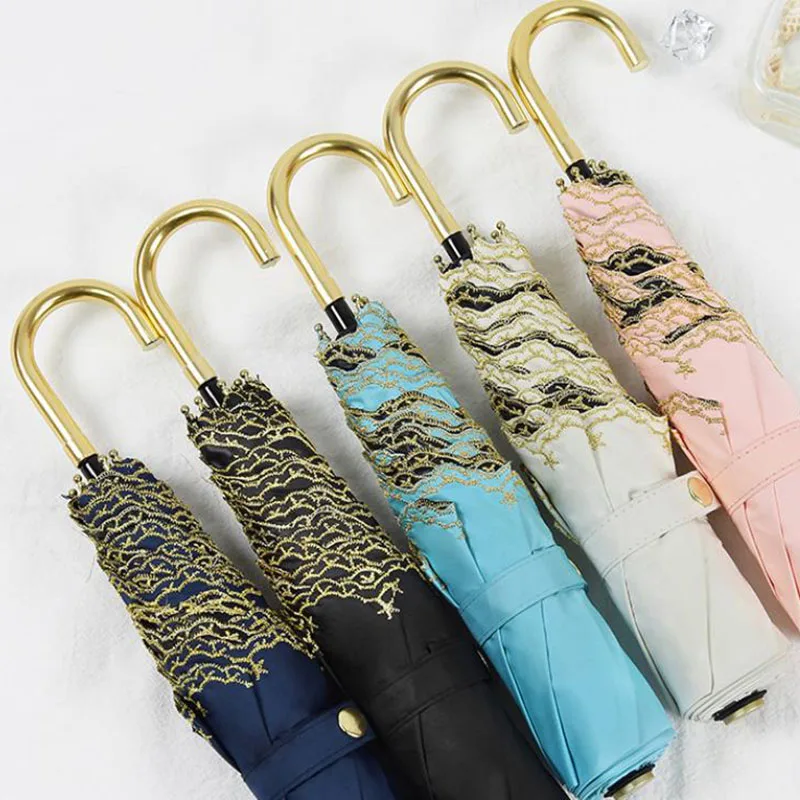 Зонт женский Солнцезащитный с вышивкой, ульсветильник складной зонтик от солнца, с загнутой ручкой, с черной вышивкой 
Зонт женский Солнцезащитный с вышивкой, ульсветильник складной зонтик от солнца, с загнутой ручкой, с черной вышивкой