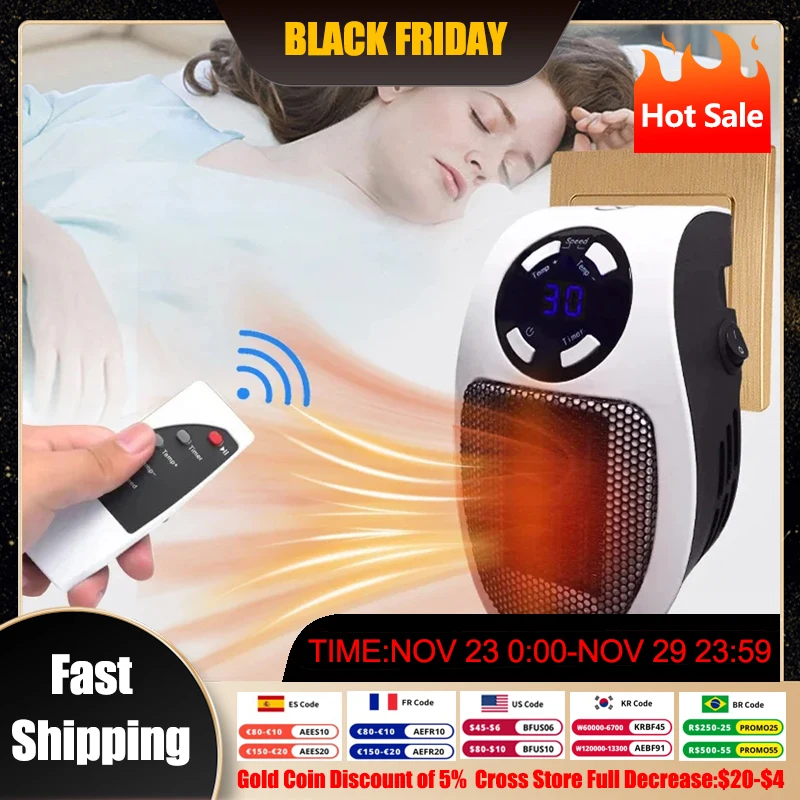 Portable Electric Heater Plug in Wall Room Heating Stove Mini Heater Household Radiator Remote Warmer Machine Winter 220V/110V
Portable Electric Heater Plug in Wall Room Heating Stove Mini Heater Household Radiator Remote Warmer Machine Winter 220V/110V