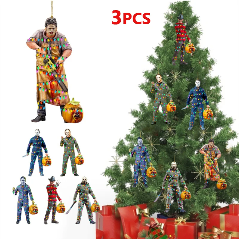 3pcs DIY Horror Movie Character Pendant Car Rearview Mirror Ornament Christmas Tree Decoration Halloween Festival Party Supplies
3pcs DIY Horror Movie Character Pendant Car Rearview Mirror Ornament Christmas Tree Decoration Halloween Festival Party Supplies