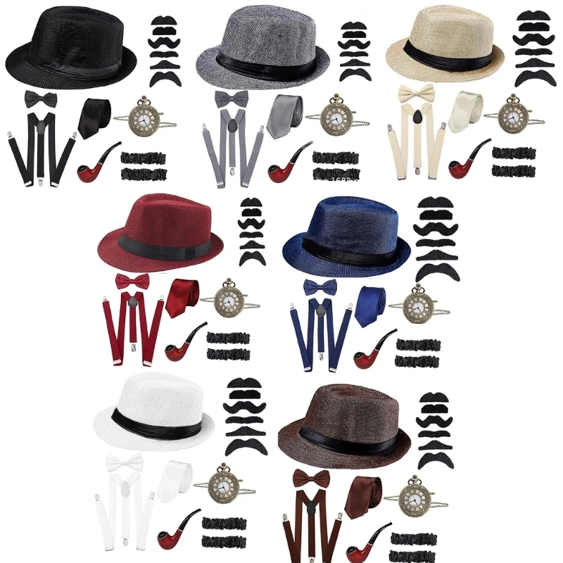 L93F Halloween Cosplay Gentleman Gangster Costume Men Roaring 20s Accessories for Men
L93F Halloween Cosplay Gentleman Gangster Costume Men Roaring 20s Accessories for Men