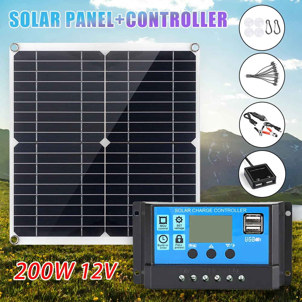 200W Solar Panel Kit Solar Charge Controller Dual 5V USB Outputs 12V with 100A Solar Panel Controller Combo for Car Caravan Boat
200W Solar Panel Kit Solar Charge Controller Dual 5V USB Outputs 12V with 100A Solar Panel Controller Combo for Car Caravan Boat