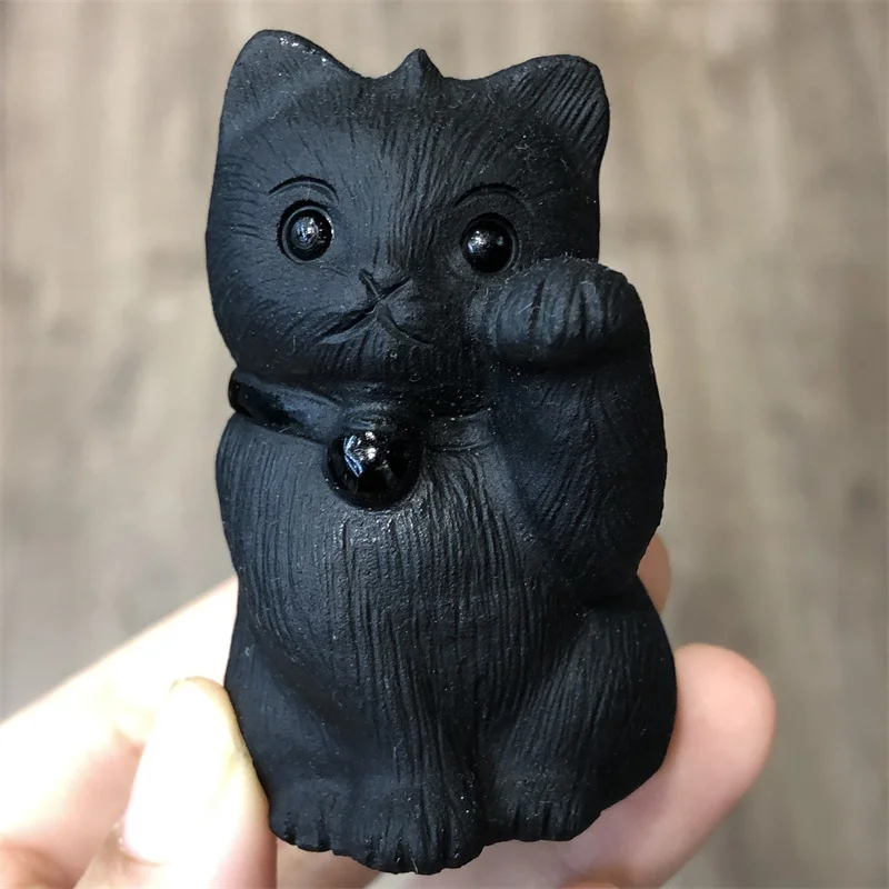 6.7cm Natural Obsidian Lucky Cat Hand Carved Crystal Polished Quartz Healing Stones Gemstones For Home DIY Decorations
6.7cm Natural Obsidian Lucky Cat Hand Carved Crystal Polished Quartz Healing Stones Gemstones For Home DIY Decorations