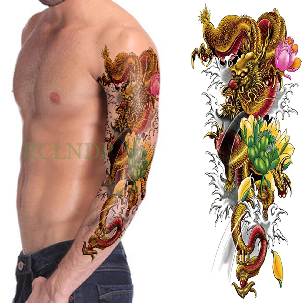 Waterproof Temporary Tattoo Sticker dragon full arm fake tatto flash tatoo sleeve large size for men women lady 
Waterproof Temporary Tattoo Sticker dragon full arm fake tatto flash tatoo sleeve large size for men women lady