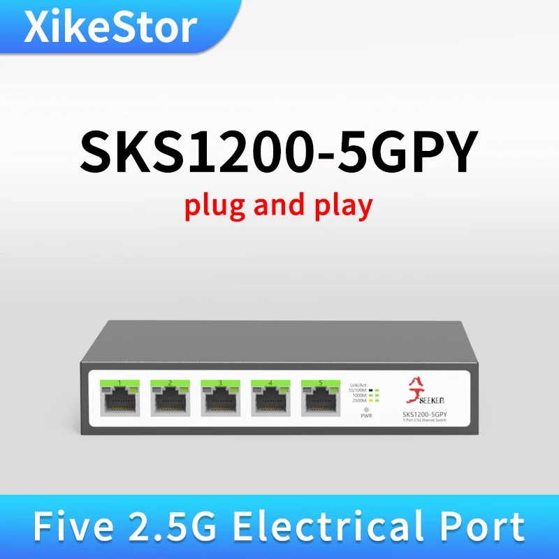 XikeStor smart 2.5g switch 5 Port Unmanaged Ethernet internet Hub Network Splitter RJ45 plug and play Fanless
XikeStor smart 2.5g switch 5 Port Unmanaged Ethernet internet Hub Network Splitter RJ45 plug and play Fanless