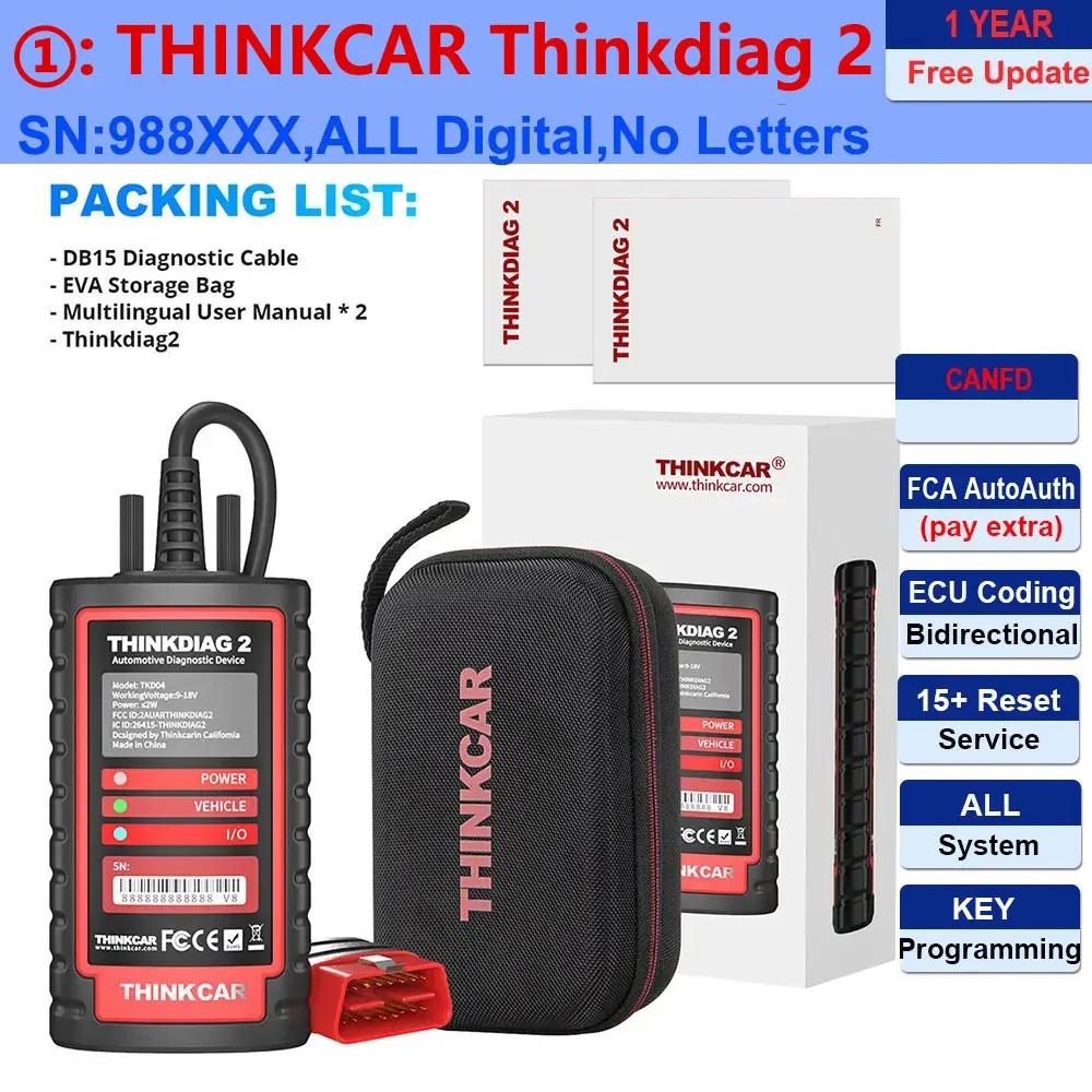 THINKCAR Thinkdiag 2 Ediag Plus Полный системный диагностический инструмент CAN FD ECU Кодирование двунаправленный сканер OBD2 16 Сервис 1 год бесплатно
THINKCAR Thinkdiag 2 Ediag Plus Полный системный диагностический инструмент CAN FD ECU Кодирование двунаправленный сканер OBD2 16 Сервис 1 год бесплатно