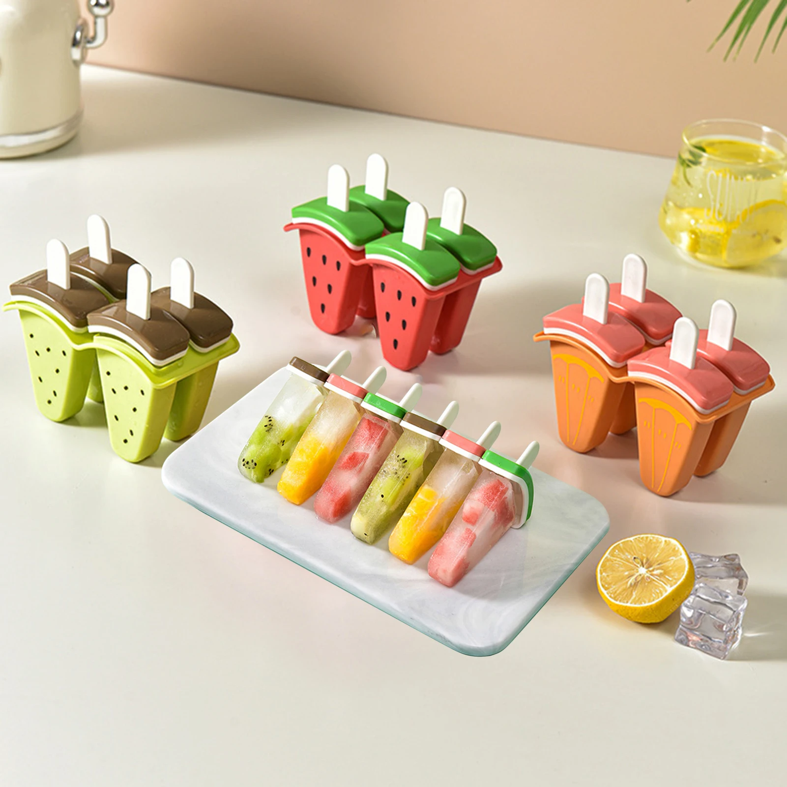 Fruit Sicle Mold DIY Homemade Sicles Molds Sets 4 Ice Makers Reusable Ice Cream Mold Durable DIY Sicles Tsicle Mold Watermelon
Fruit Sicle Mold DIY Homemade Sicles Molds Sets 4 Ice Makers Reusable Ice Cream Mold Durable DIY Sicles Tsicle Mold Watermelon