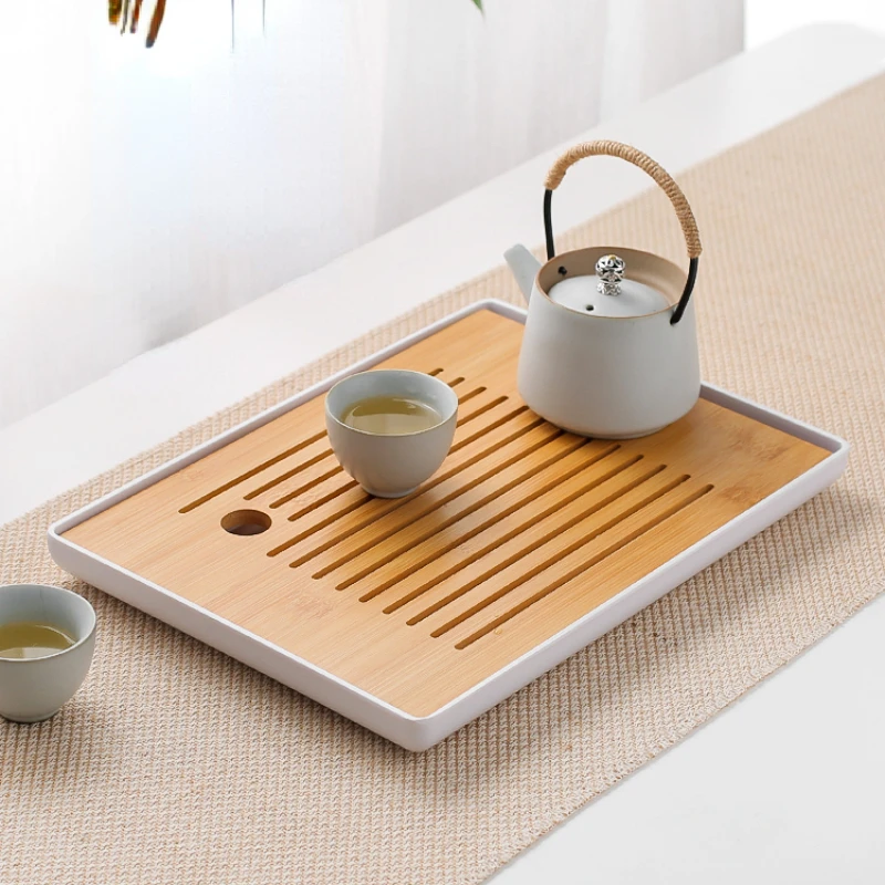

Rectangular Kitchen Tea Trays White Japanese Wooden Modern Luxury Serving Saucer Table Nonslip Wood Bandejas Household Decor